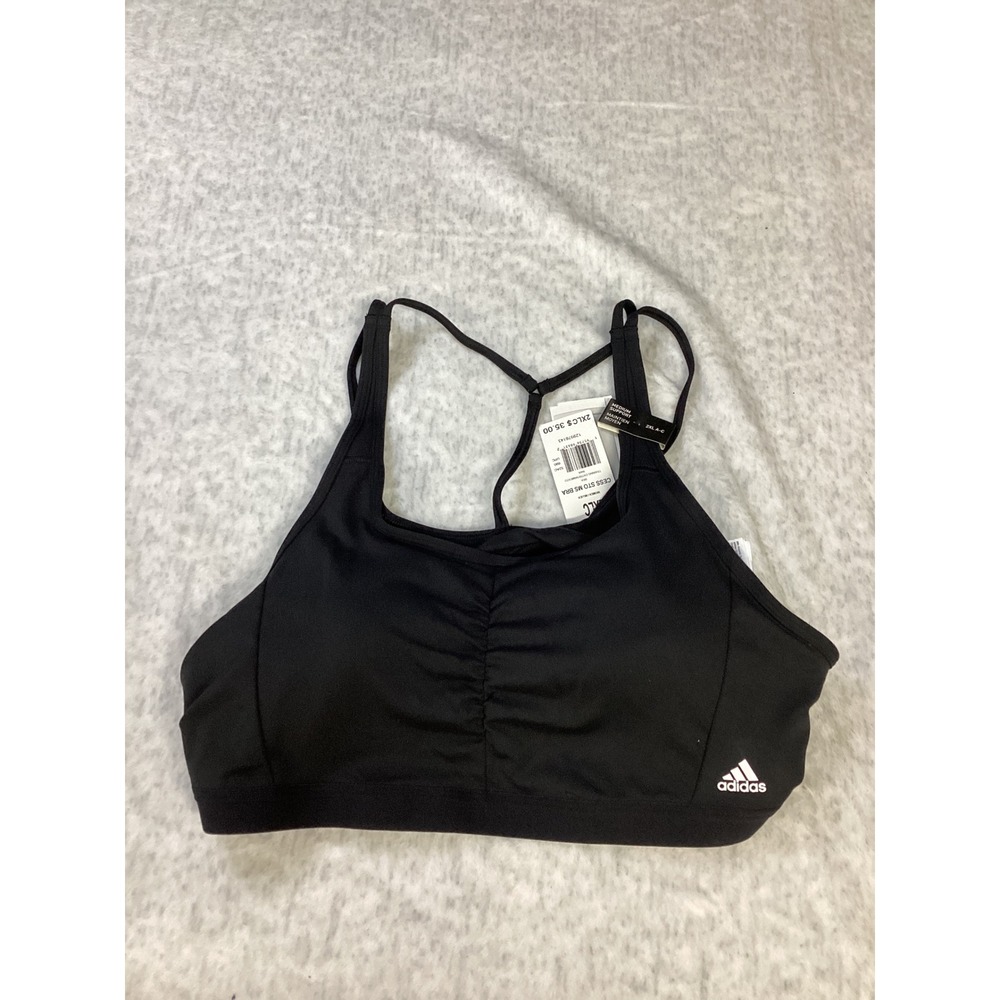 Adidas Coreessentials Medium Support Ruched‎ Sports Bra Black HE9066 Womens 2XLC